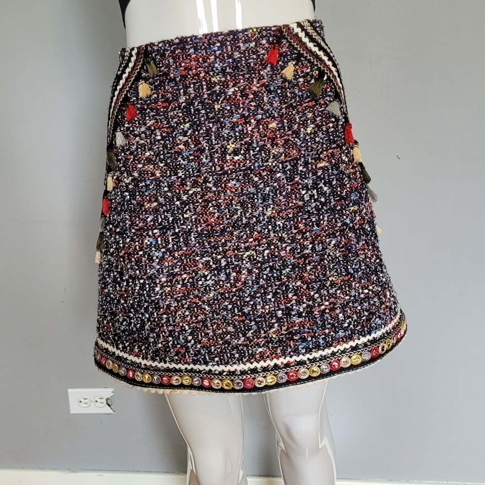 Zara Tassel Tweed Mini Skirt, VGUC, Size M